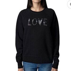 NWT Zadig & Voltaire Sweater Women’s XS Black Upper Gradient Love Strass Cotton